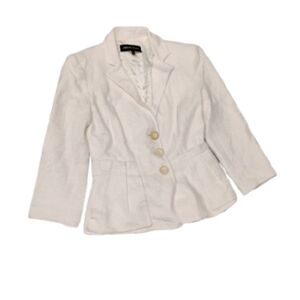 Vintage 2000s Nanette Lepore Buttoned Peplum White Blazer Linen Blend